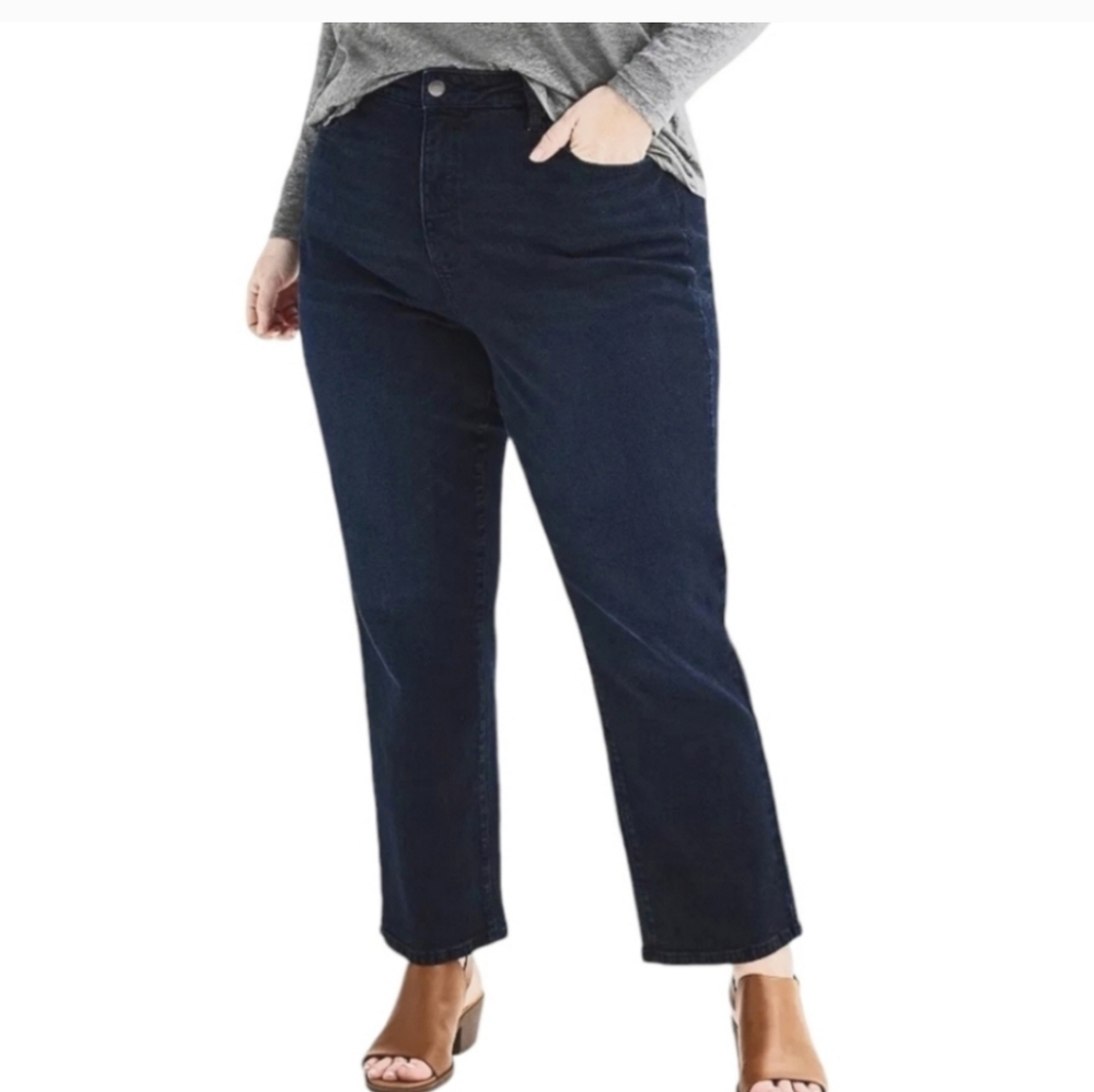 Sonoma Jeans Slim Straight Mid Rise Dark Blue Soft Stretch Denim Work Casual